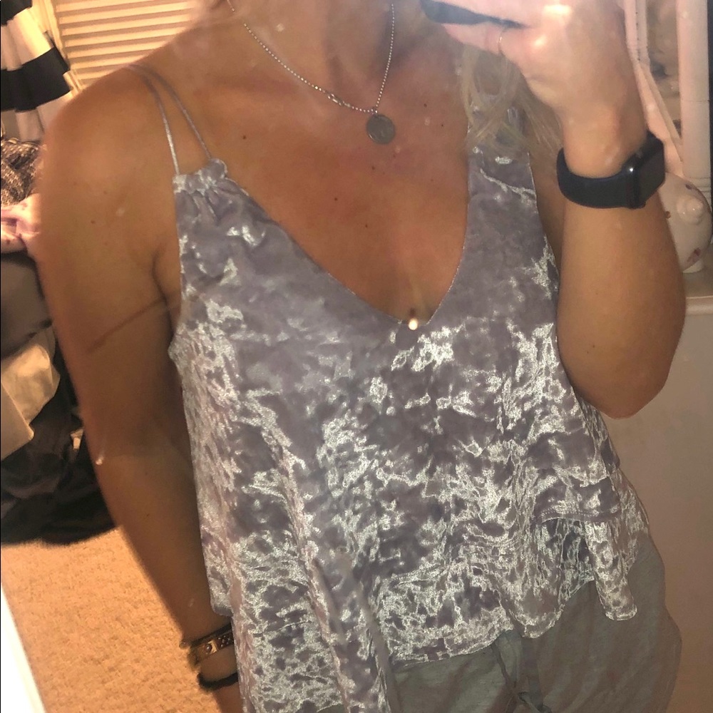 Express grey velvet tank top